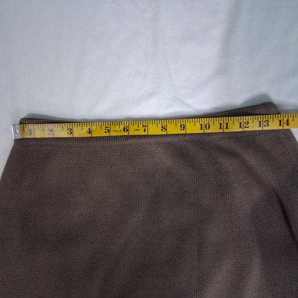 Peruviat Connection Pima Cotton Taupe Brown Knee Length Tight Knit Pencil Skirt - Picture 2 of 9